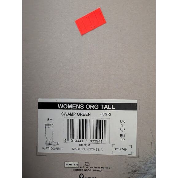 NIB Hunter Original Tall Rain Boots Swamp Green Women’s US 7 EU 38 Waterproof - Picture 4 of 4